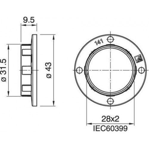 Arditi Кольцо Е14 10х43мм  широкое черный, GHIERA E14 ART.141 NE