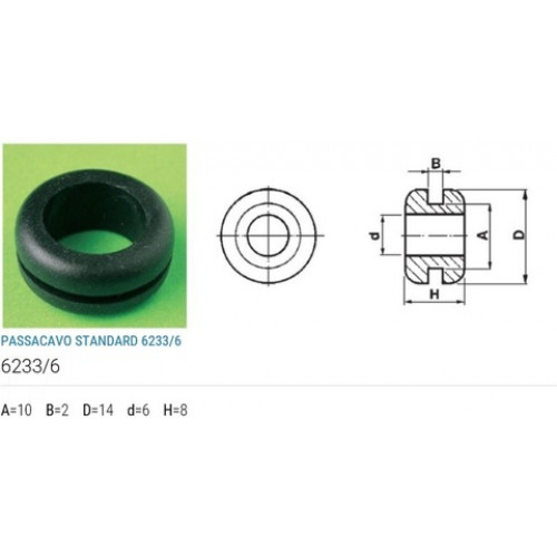 STEAB Изолятор кромочный черный  A=10 B=2 D=14 d=6 H=8