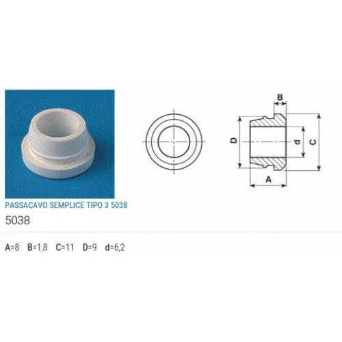 STEAB Изолятор кромочный золотой полиэтилен A=8 B=1,8 С=11 D=9 d=6,2