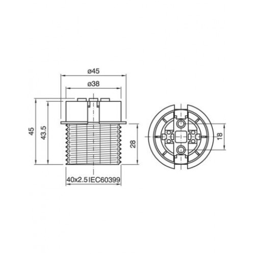 Arditi Патрон Е27 с частичной внешней резьбой белый , 82S/T210/BI/M/PDE/T27