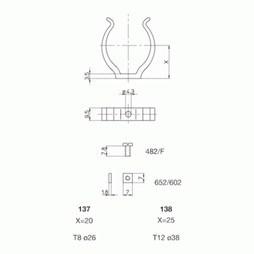 137/SVD клипса поликарбонатная для ламп T8 D=26мм