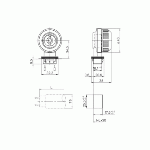 1780/26 G13 T8 IP66 67 крепление защелка