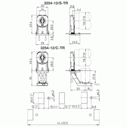 3254-12/S-TR  G13(T8,T12) Г-образный