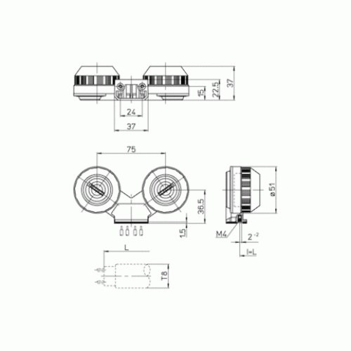 870/26 G13 T8 IP66 67 двойной крепление винтовое