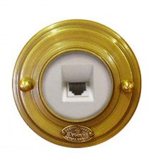 Ретро розетка латунь телефонная, механизм Legrand, RJ 11 08020И-80 ГусевЪ