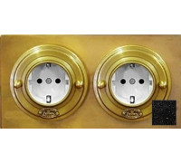 Рамка 2 местная D80, мрамор Блэк Гэлэкси, прямоугольник, К0021КвБГ ГусевЪ