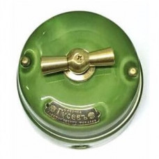 Ретро выключатель проходной, зеленый, 12543И-80 (З) ГусевЪ, одноклавишный