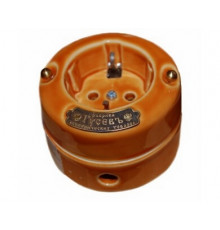 Ретро розетка с заземлением, механизм Legrand, абрикос, 13540И-80 (А) ГусевЪ