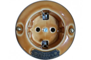 Ретро розетка с заземлением, механизм Legrand, светло-коричневый, 13540И-80 (СвК) ГусевЪ