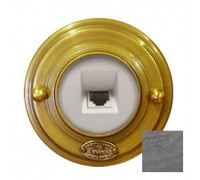 Ретро розетка алюминий телефонная, механизм Legrand, RJ 11  08010И-80 ГусевЪ
