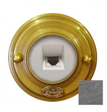 Ретро розетка алюминий телефонная, механизм Legrand, RJ 11  08010И-80 ГусевЪ