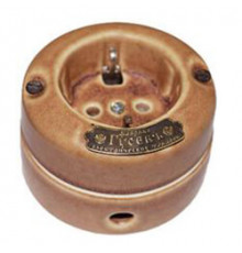 Ретро розетка с заземлением, механизм Legrand, кофе с молоком, 13540И-80 (КсМ) ГусевЪ