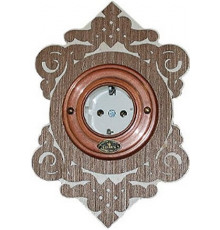 Рамка 1 местная D80, темный шпон, фигурная, Д0011Т ГусевЪ