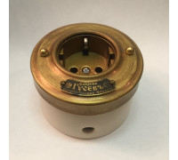 Ретро розетка латунь с заземлением малая, механизм Legrand, 13520И-80 ГусевЪ