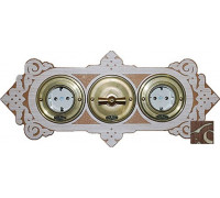 Рамка 3 местная D80, темный шпон, фигурная, Д0013Т ГусевЪ