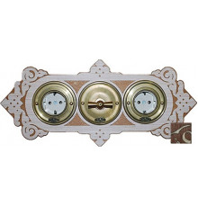 Рамка 3 местная D80, темный шпон, фигурная, Д0013Т ГусевЪ
