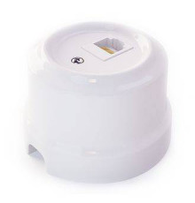 Ретро розетка керамическая компьютерная RJ-45 Цвет белый