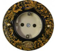 Ретро розетка алюминий с заземлением, механизм Legrand, Хохлома, 13160И-80 ГусевЪ