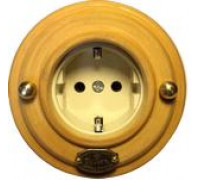 Ретро розетка латунь с заземлением, механизм Legrand, 13290И-100 ГусевЪ