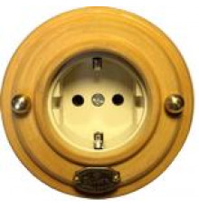Ретро розетка латунь с заземлением, механизм Legrand, 13290И-100 ГусевЪ