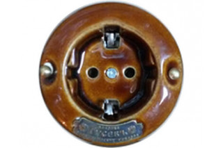 Ретро розетка с заземлением, механизм Legrand, темно-коричневый, 13540И-80 (ТК) ГусевЪ