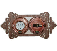 Рамка 2 местная D80, темный шпон, фигурная, Д0012Т ГусевЪ