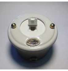 Ретро розетка интернет малая, RJ 45, белый, 19240И-80 ГусевЪ
